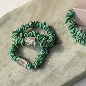 Two Pack Set in Emerald - 100% Silk Scrunchies