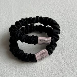 Two Pack Set in Black - 100% Silk Scrunchies